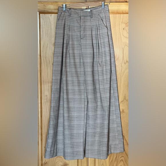 The Avery Pleated Wide-Leg Trousers by Maeve: Plaid Edition, size 4, Ivory Combo - Picture 6 of 10